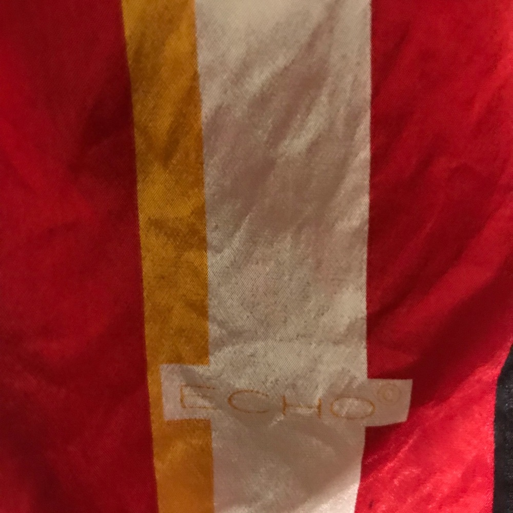 Vintage 80s Echo Striped Silk Scarf - Picture 7 of 8